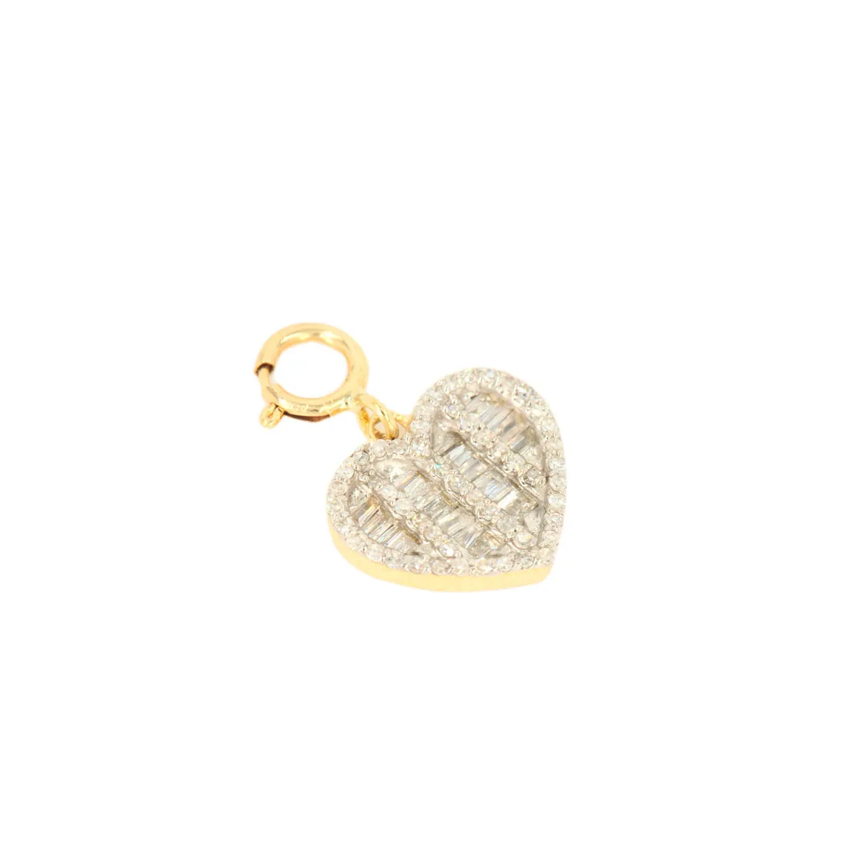 10k Yellow Gold Diamond 'Baguette Heart' Charm - 10060