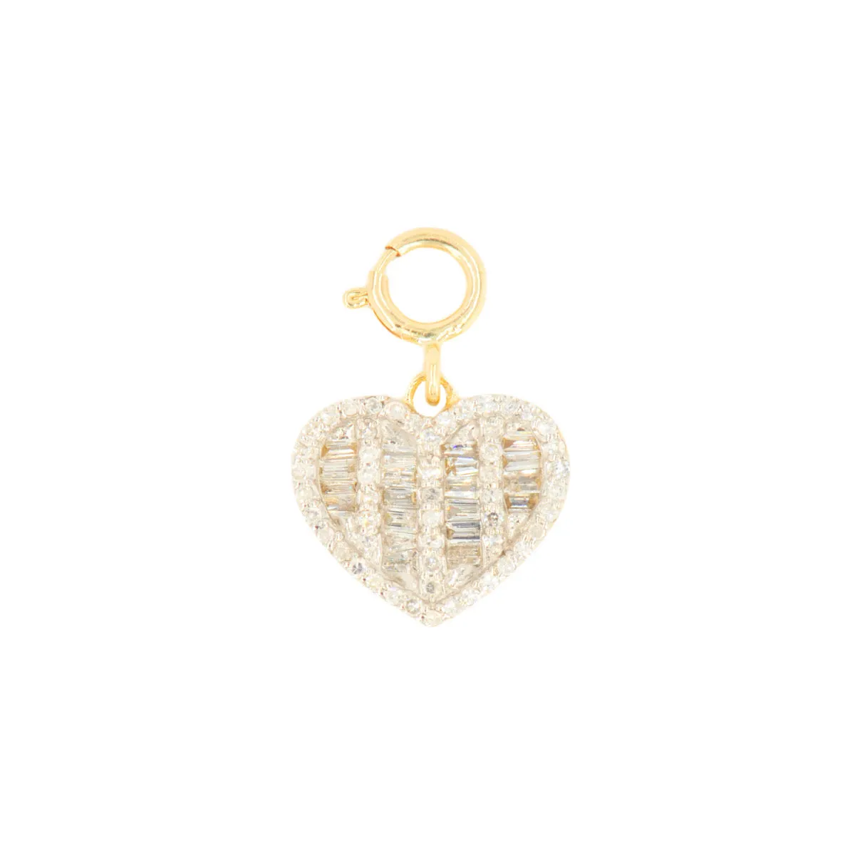 10k Yellow Gold Diamond 'Baguette Heart' Charm - 10060