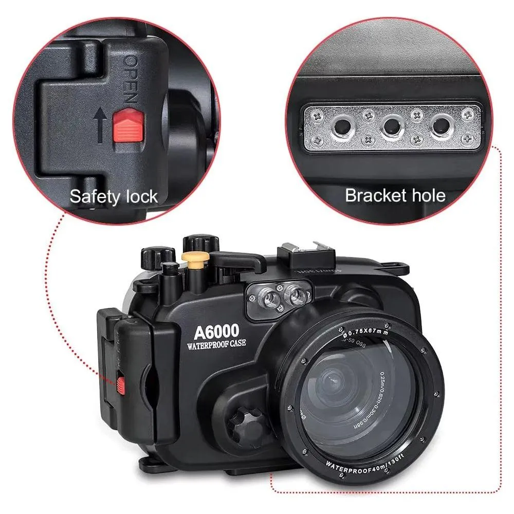 130ft/40m Waterproof Underwater Housing for Sony A6000 (16-50mm Lens)