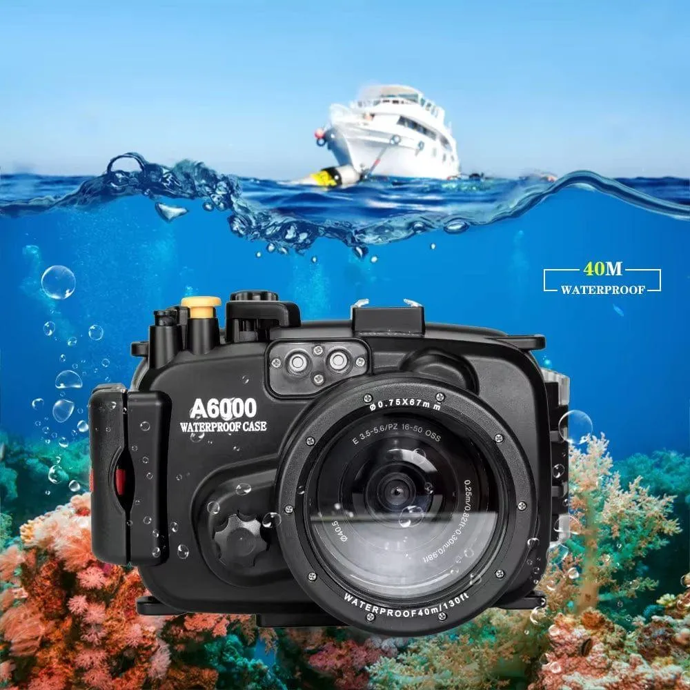 130ft/40m Waterproof Underwater Housing for Sony A6000 (16-50mm Lens)