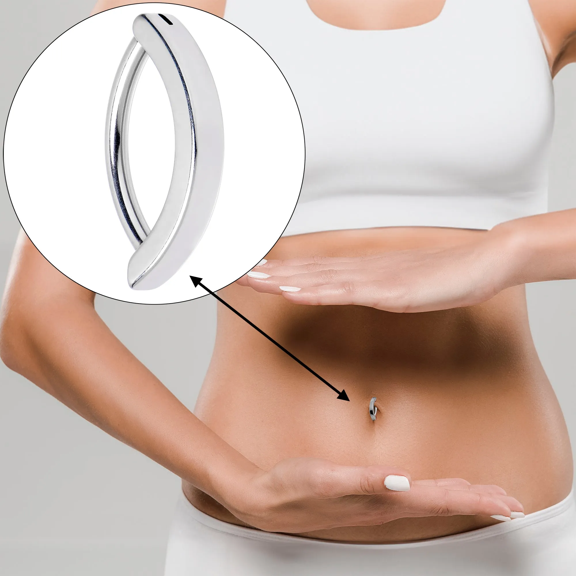 14 Gauge 1/2 316L Surgical Steel Smooth Style Hinged Hoop Belly Ring