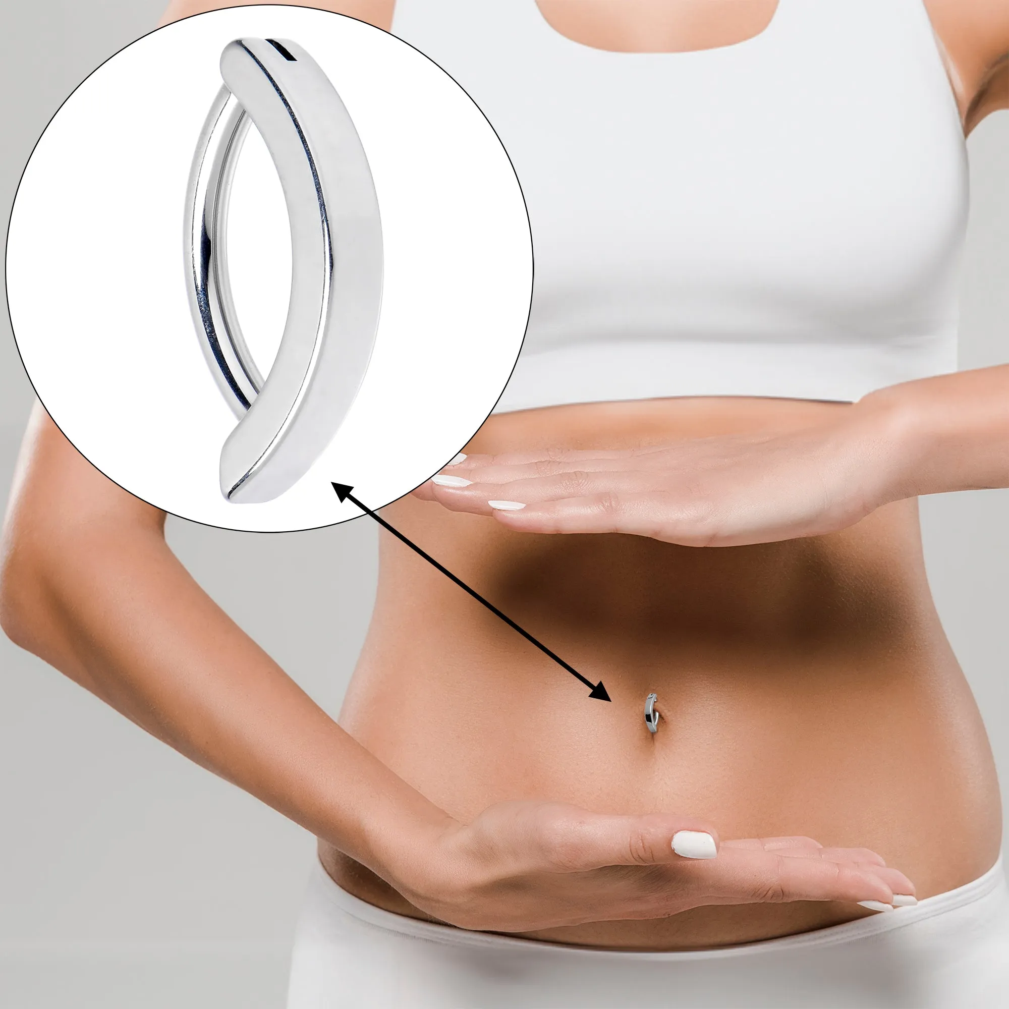 14 Gauge 3/8 316L Surgical Steel Smooth Style Hinged Hoop Belly Ring