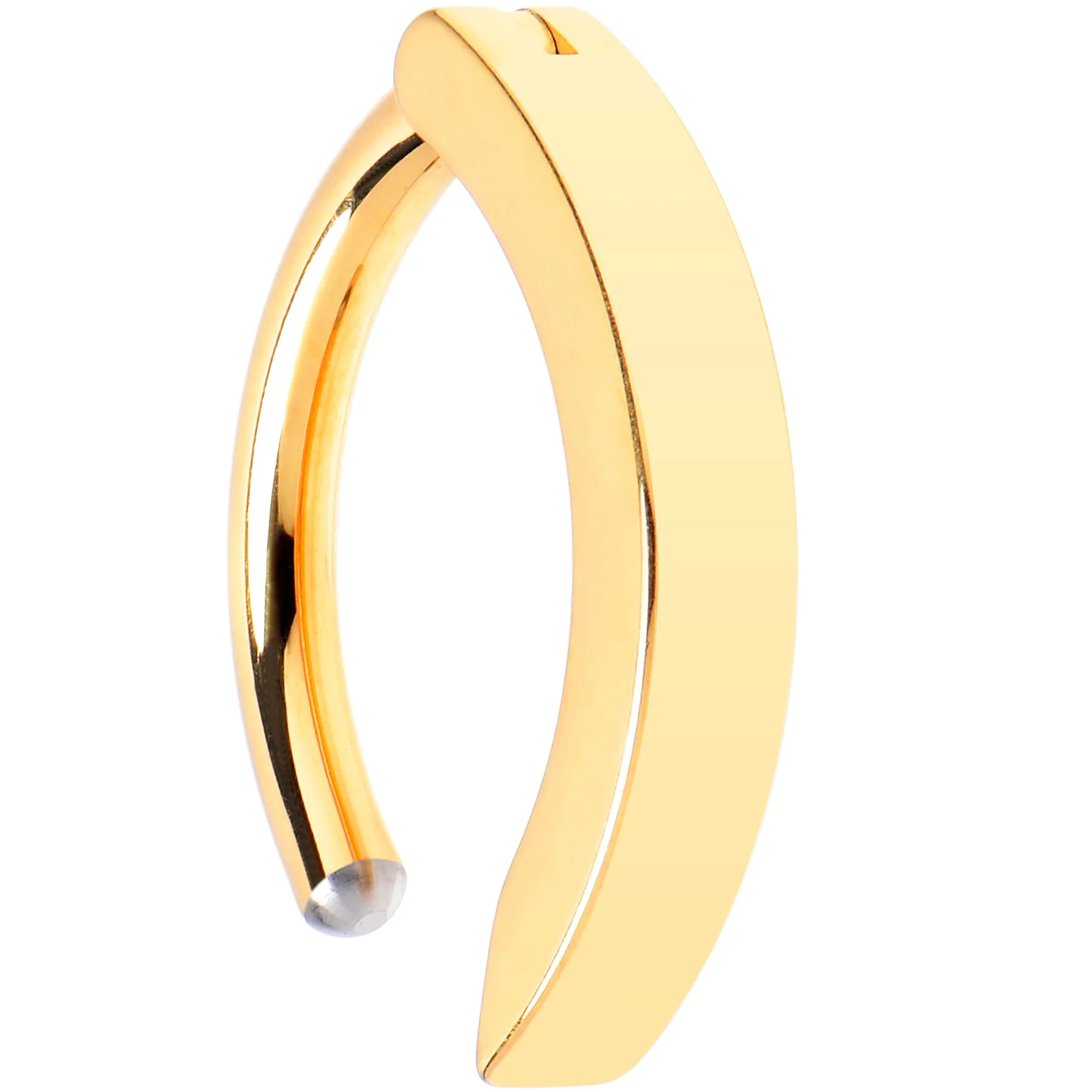 14 Gauge 3/8 Gold Tone 316L Surgical Steel Hinged Hoop Belly Ring