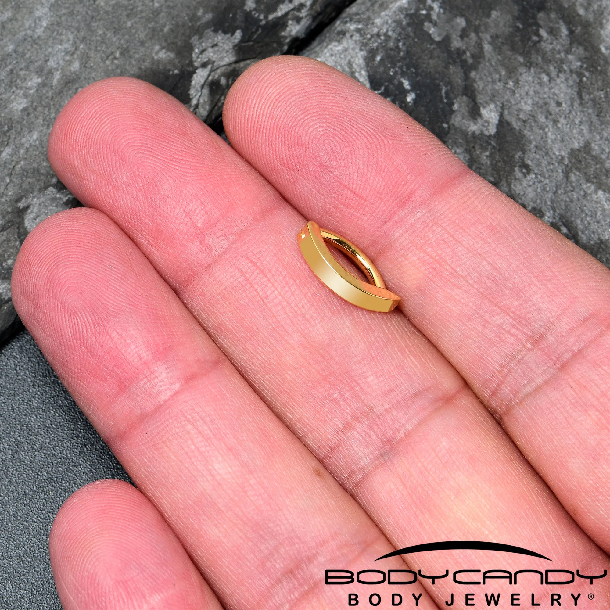 14 Gauge 3/8 Gold Tone 316L Surgical Steel Hinged Hoop Belly Ring
