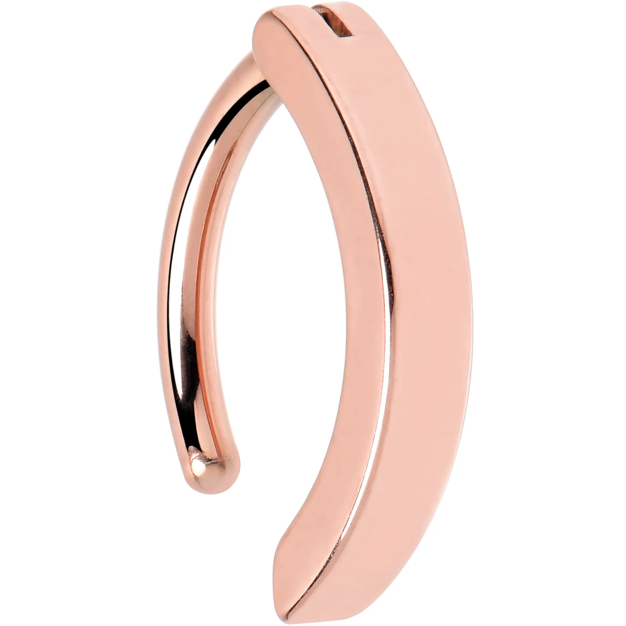 14 Gauge 3/8 Rose Gold Tone 316L Surgical Steel Smooth Style Hinged Hoop Belly Ring
