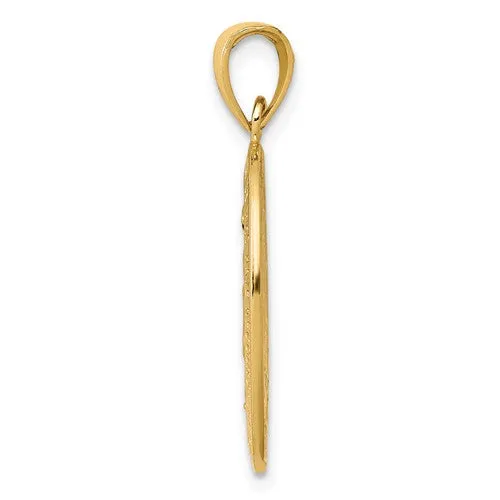 14KT Yellow Gold Oval Miraculous Medal Pendant Charm 31mm