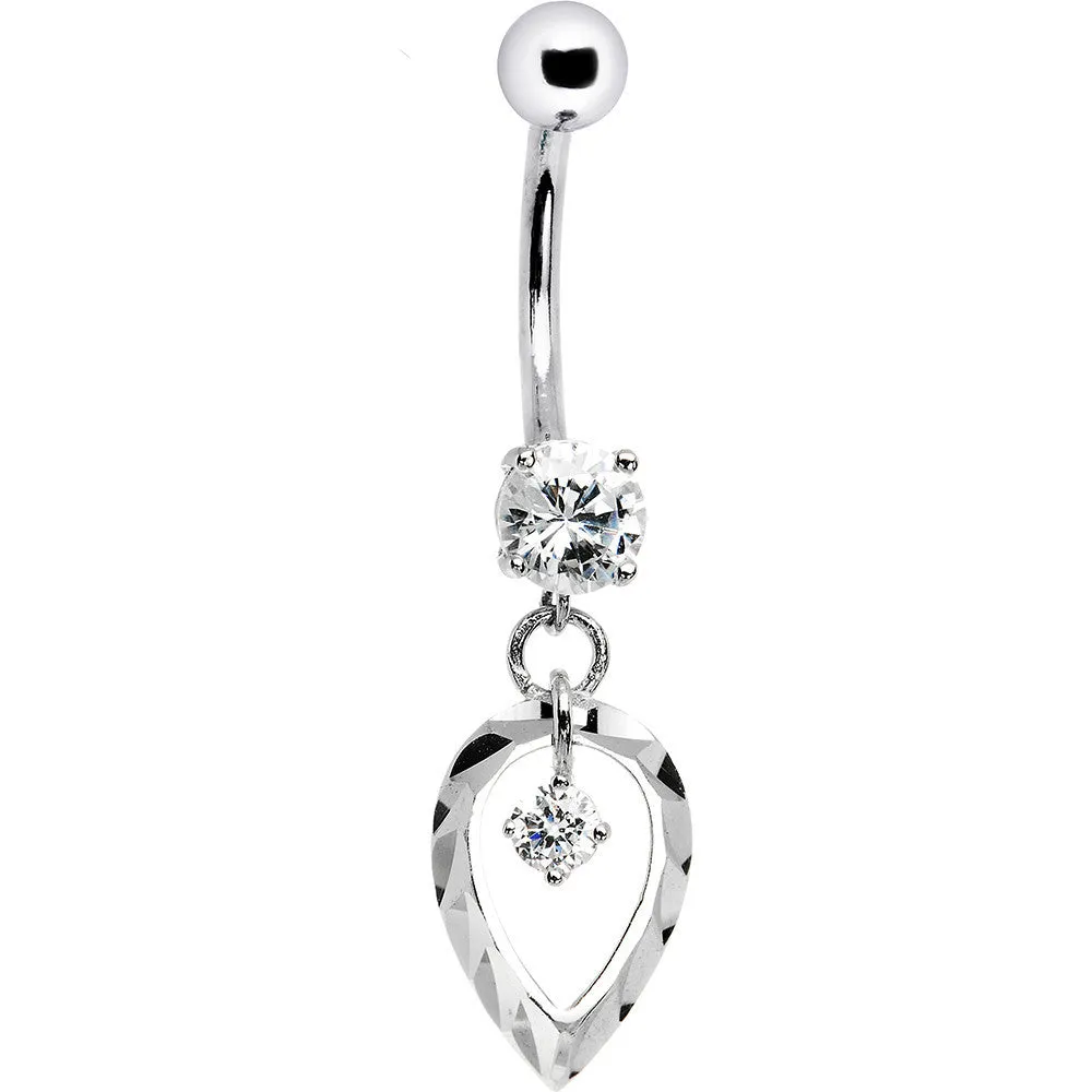 16 Gauge Solid 14kt White Gold Exclusive Dangle Belly Ring