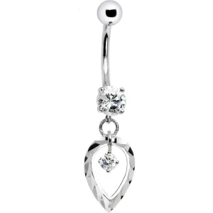 16 Gauge Solid 14kt White Gold Exclusive Dangle Belly Ring