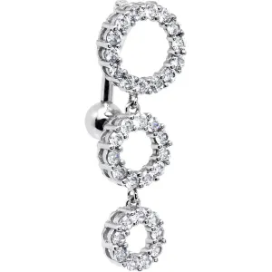 16 Gauge Solid 14kt White Gold Top Mount CZ Circle Belly Ring