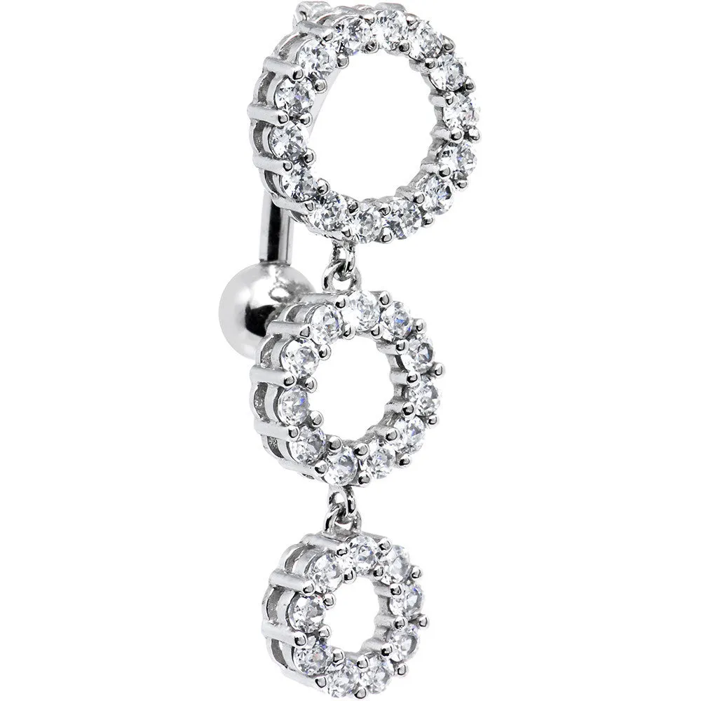 16 Gauge Solid 14kt White Gold Top Mount CZ Circle Belly Ring