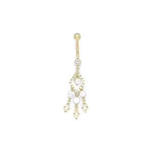 16 Gauge Solid 14kt Yellow Gold Expressions Chandelier Belly Ring