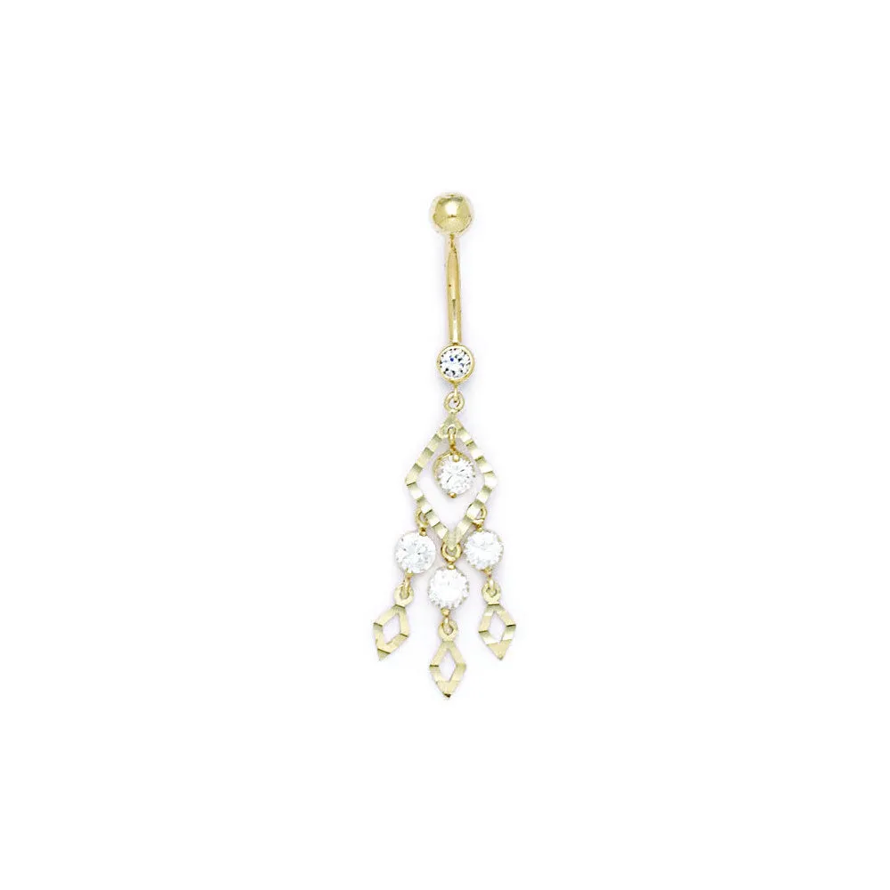 16 Gauge Solid 14kt Yellow Gold Expressions Chandelier Belly Ring