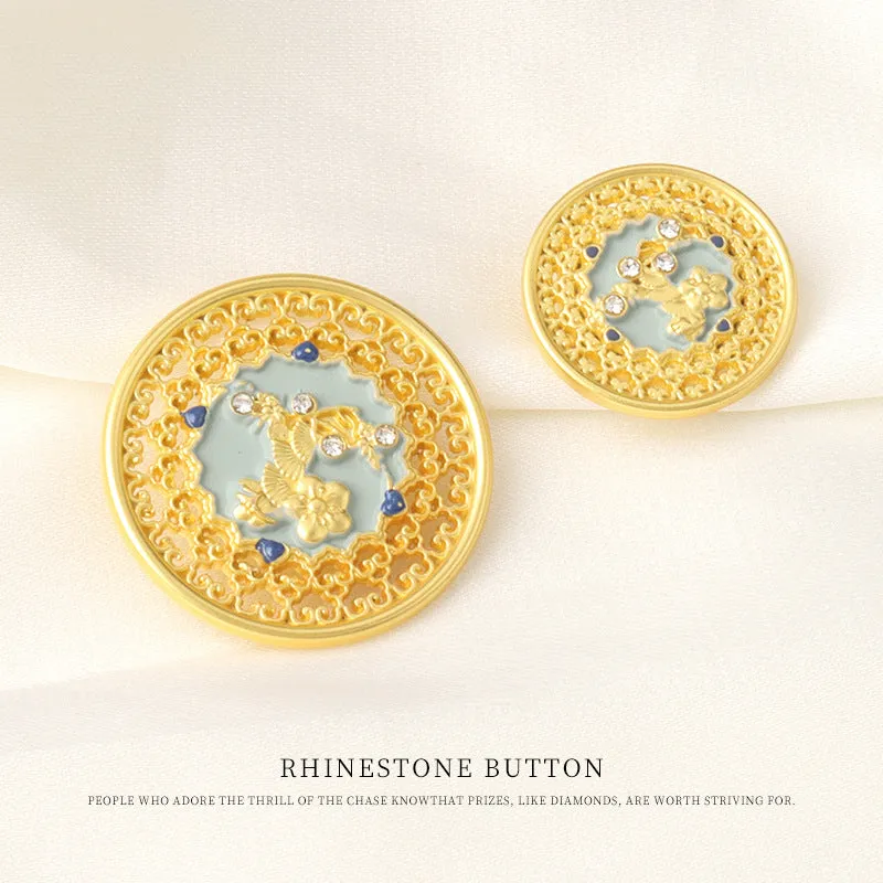 17/23mm Chinese Vintage Ethnic Themed Golden Metal Buttons for Sweater Cardigan 10pcs
