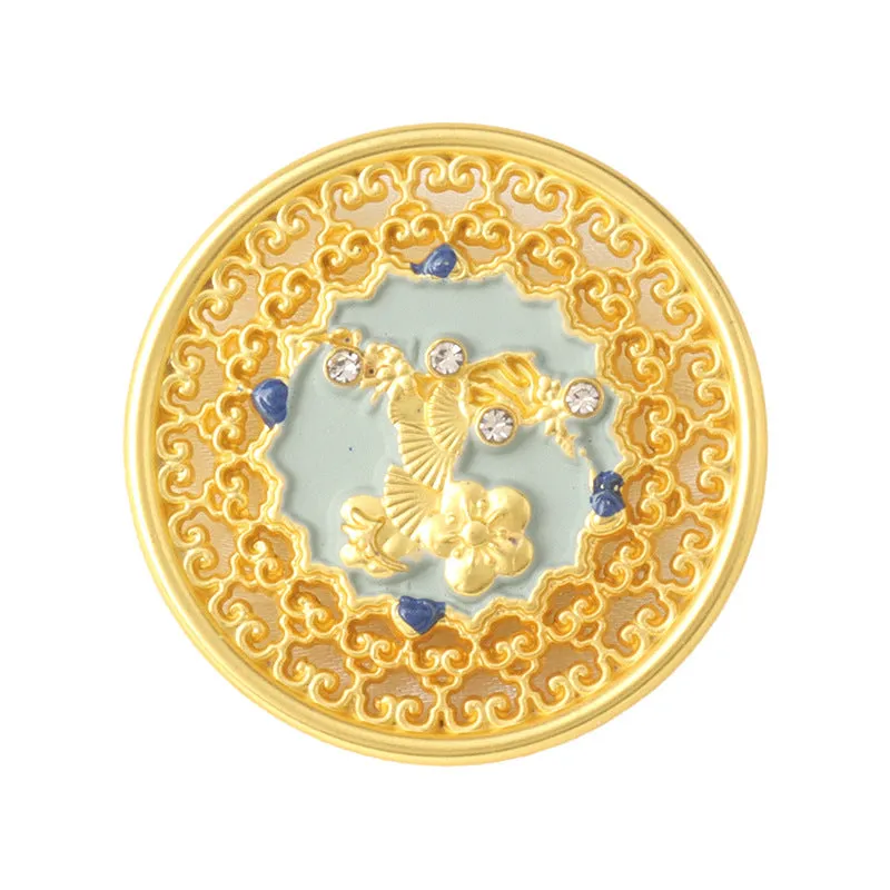 17/23mm Chinese Vintage Ethnic Themed Golden Metal Buttons for Sweater Cardigan 10pcs