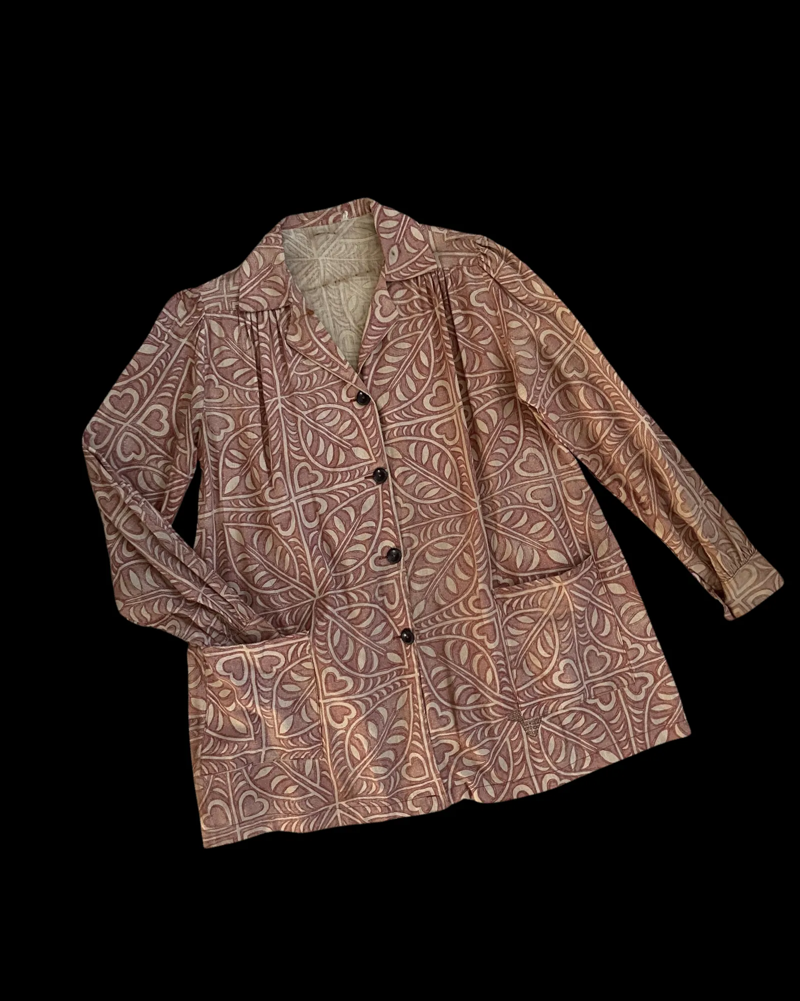 1930s Heart Tile Smock