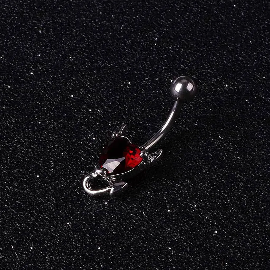 1PC Steel Zircon Devil Belly Button Ring