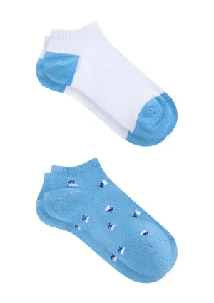 2 Pack Blue Ankle Socks