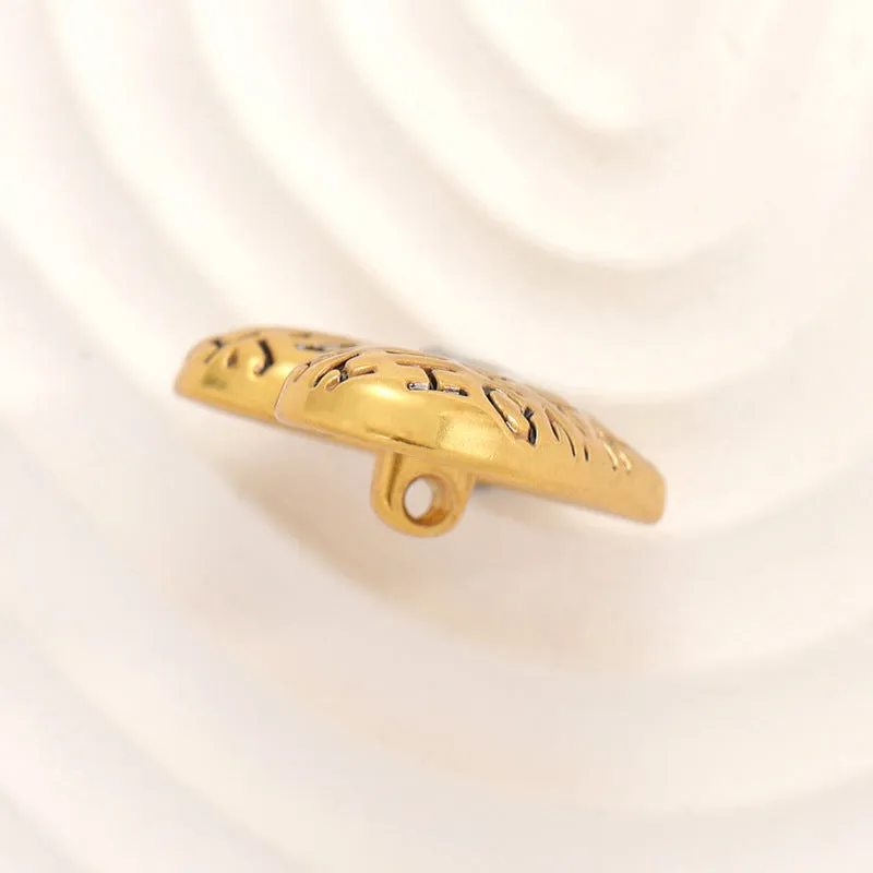 20-23mm Vintage Golden Heart-Shape Letter Metal Button 8pcs