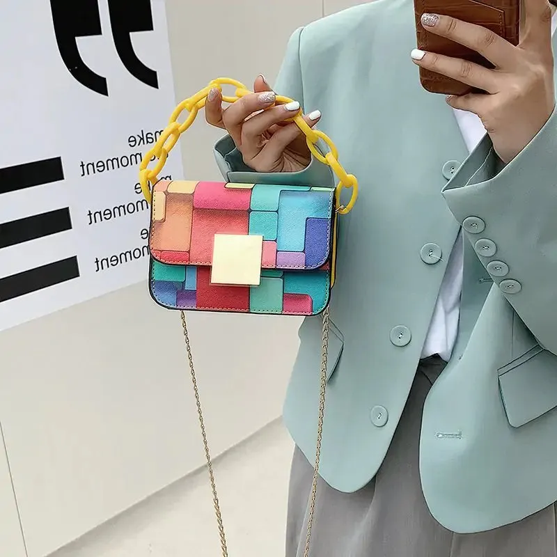 2021 Printed Panelled Shoulder Bag