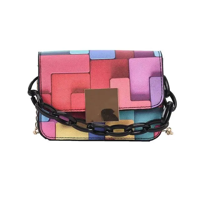 2021 Printed Panelled Shoulder Bag