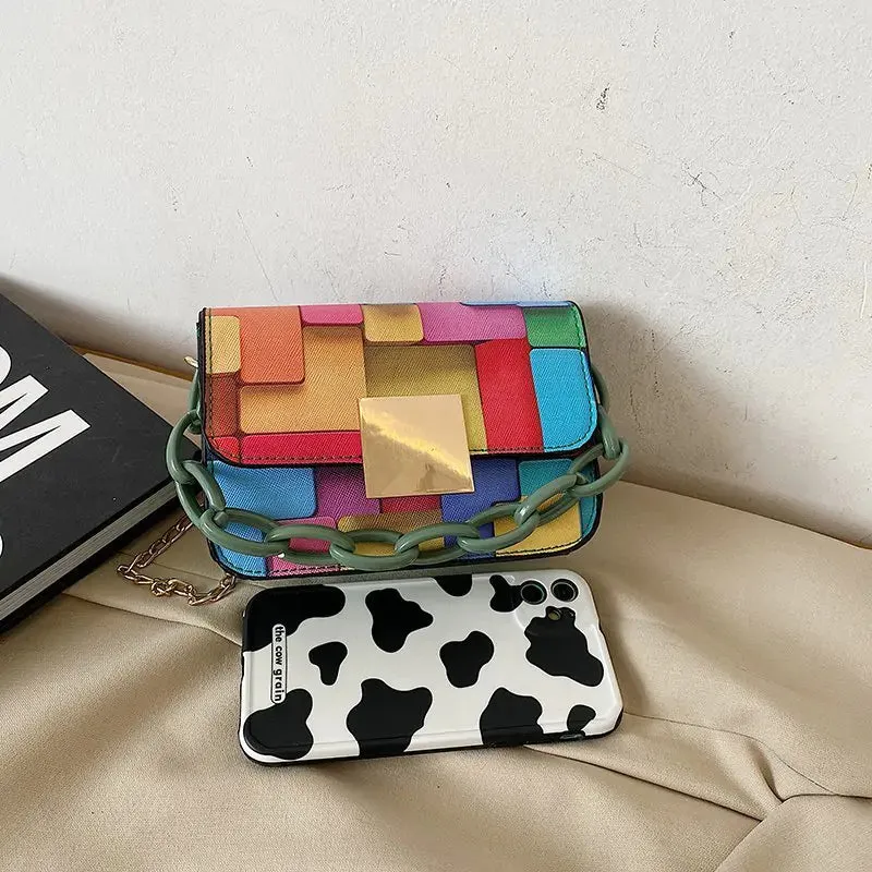 2021 Printed Panelled Shoulder Bag