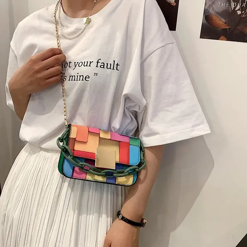 2021 Printed Panelled Shoulder Bag