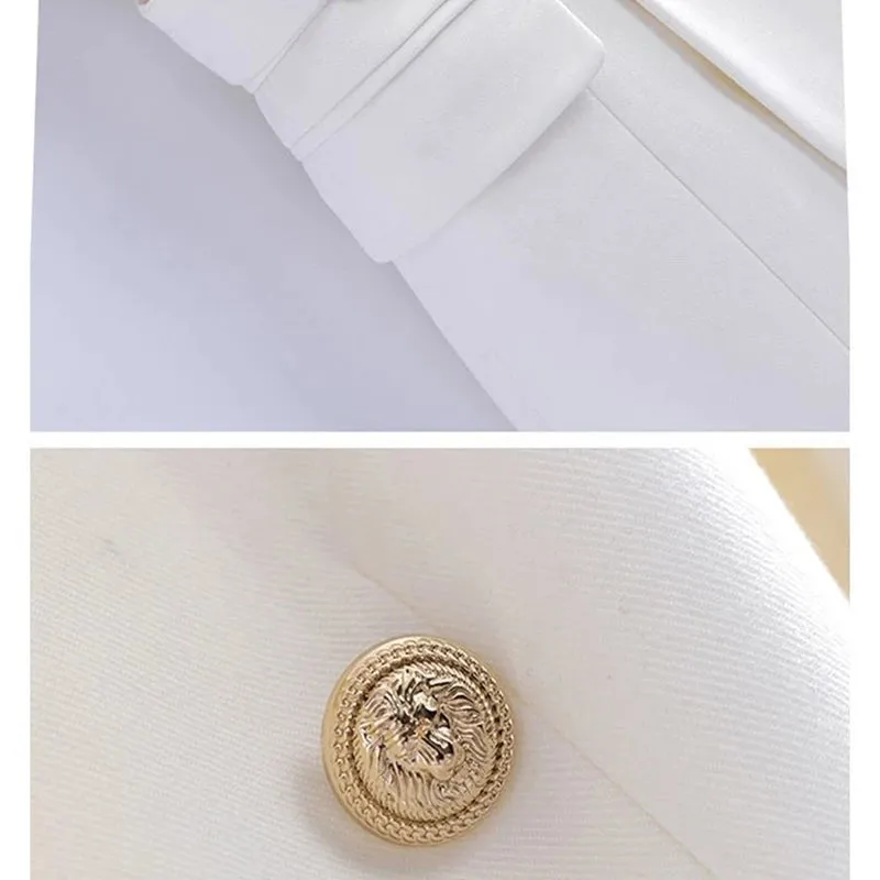2024 New Spring Autumn Mid-Length Women's Suit Dress Fashion Jackets Button Slim Belt Notched Casual Blazer Coats White Outwear