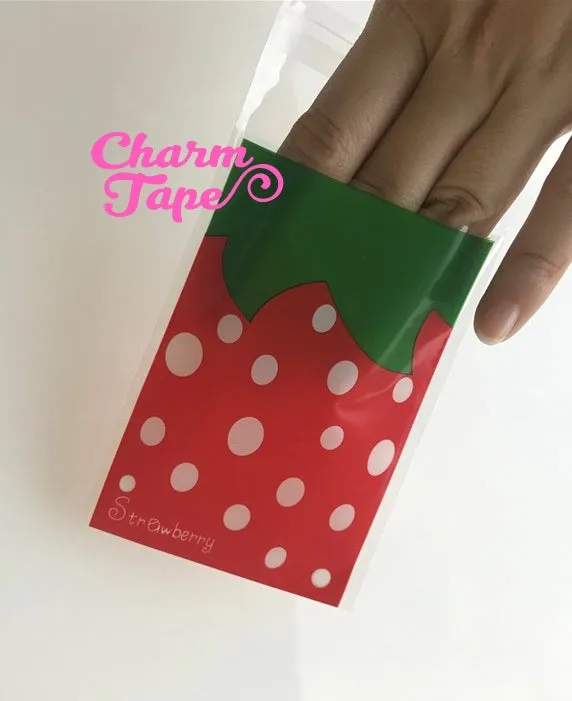 20/50/100 bags Strawberry Gift Bags Cello Bags Self-adhesive Cookie bags - Favors Bags - Party bags CB75