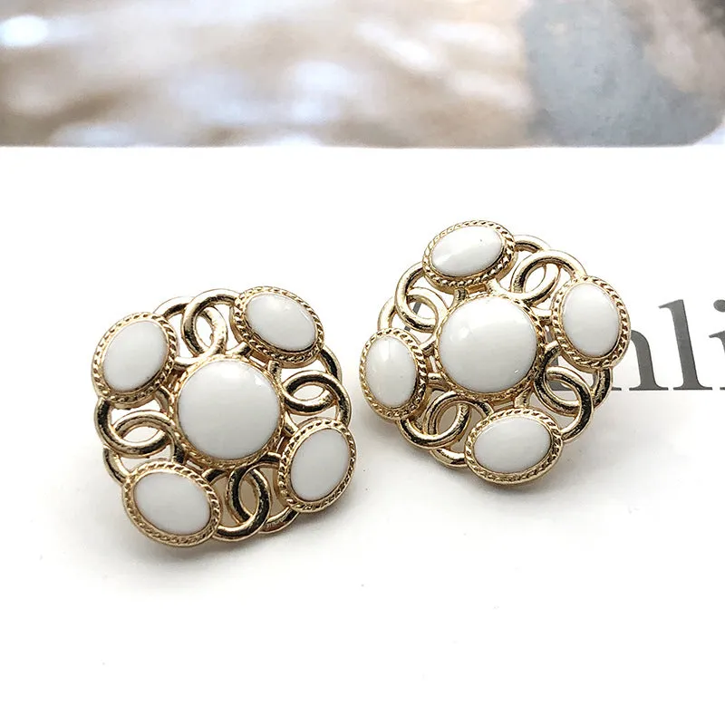 20mm Square Metal Pearl Shank Buttons for Women's Cardigans 20pcs