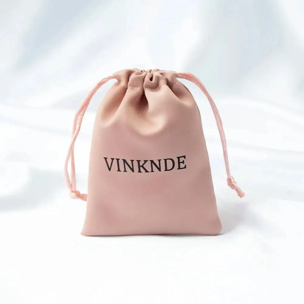 50pcs Custom Logo Drawstring Gift Bags Jewelry Organizer Small Pouches 7X9cm Silk Satin Ring Earrings Wedding Favor Candy Bag