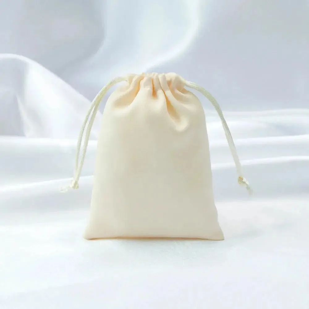 50pcs Custom Logo Drawstring Gift Bags Jewelry Organizer Small Pouches 7X9cm Silk Satin Ring Earrings Wedding Favor Candy Bag