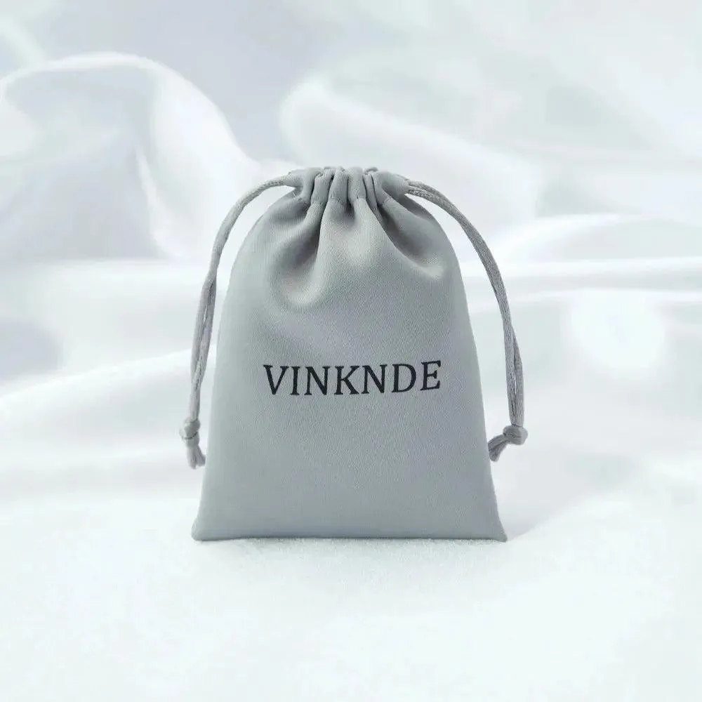 50pcs Custom Logo Drawstring Gift Bags Jewelry Organizer Small Pouches 7X9cm Silk Satin Ring Earrings Wedding Favor Candy Bag