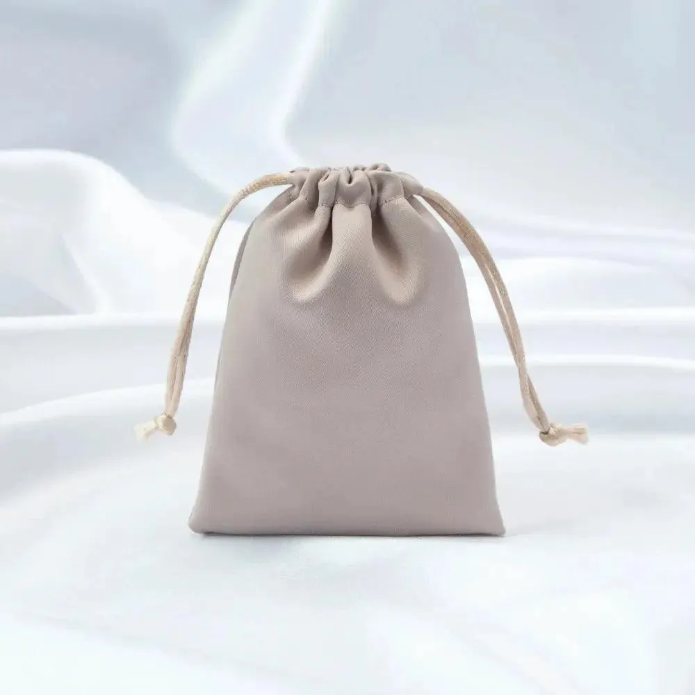 50pcs Custom Logo Drawstring Gift Bags Jewelry Organizer Small Pouches 7X9cm Silk Satin Ring Earrings Wedding Favor Candy Bag