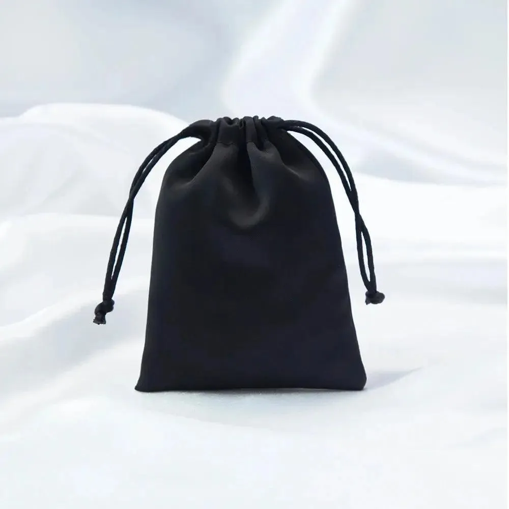 50pcs Custom Logo Drawstring Gift Bags Jewelry Organizer Small Pouches 7X9cm Silk Satin Ring Earrings Wedding Favor Candy Bag