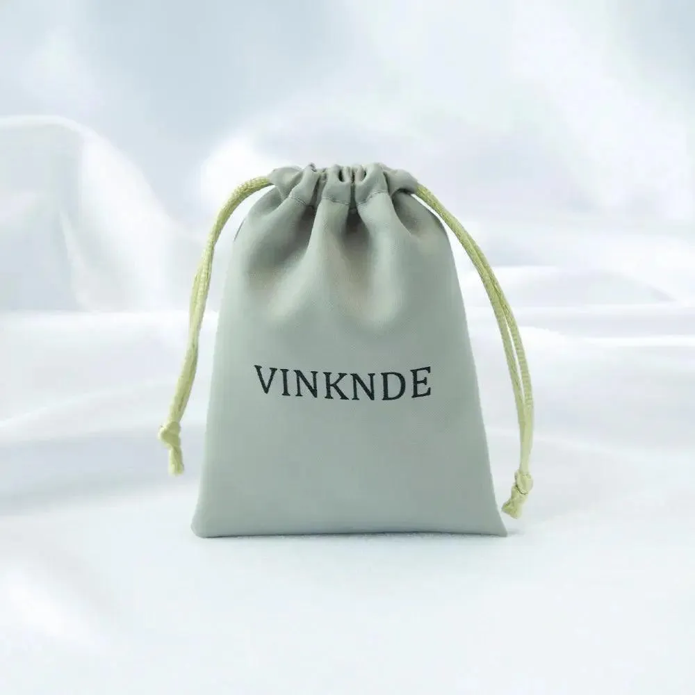 50pcs Custom Logo Drawstring Gift Bags Jewelry Organizer Small Pouches 7X9cm Silk Satin Ring Earrings Wedding Favor Candy Bag