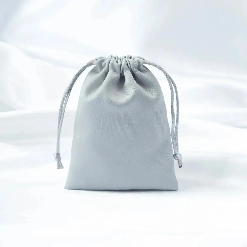 50pcs Custom Logo Drawstring Gift Bags Jewelry Organizer Small Pouches 7X9cm Silk Satin Ring Earrings Wedding Favor Candy Bag