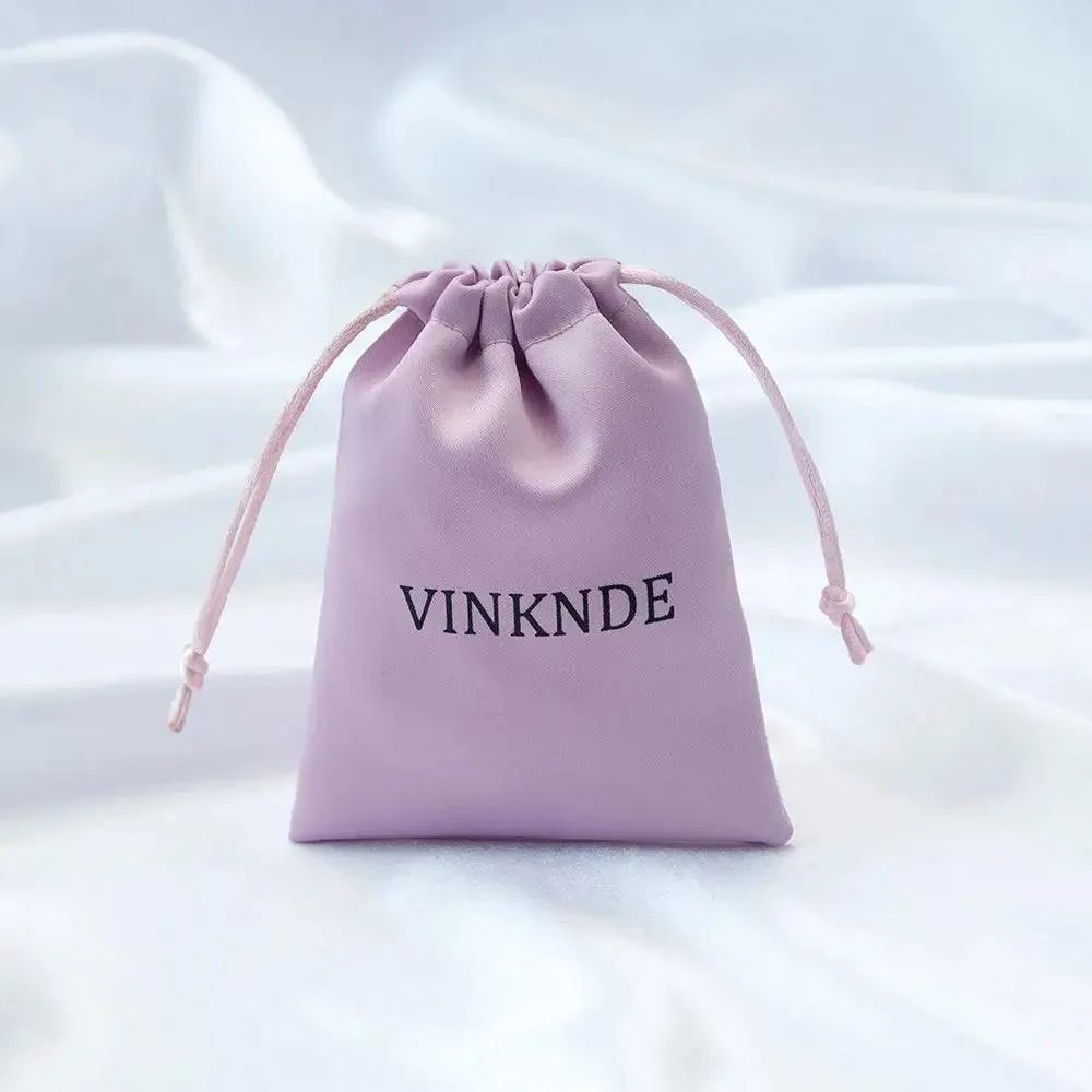 50pcs Custom Logo Drawstring Gift Bags Jewelry Organizer Small Pouches 7X9cm Silk Satin Ring Earrings Wedding Favor Candy Bag