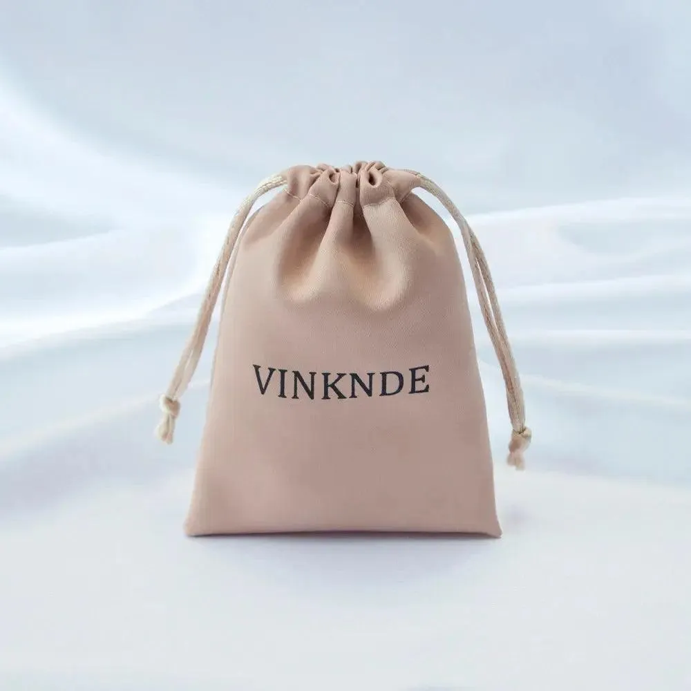 50pcs Custom Logo Drawstring Gift Bags Jewelry Organizer Small Pouches 7X9cm Silk Satin Ring Earrings Wedding Favor Candy Bag