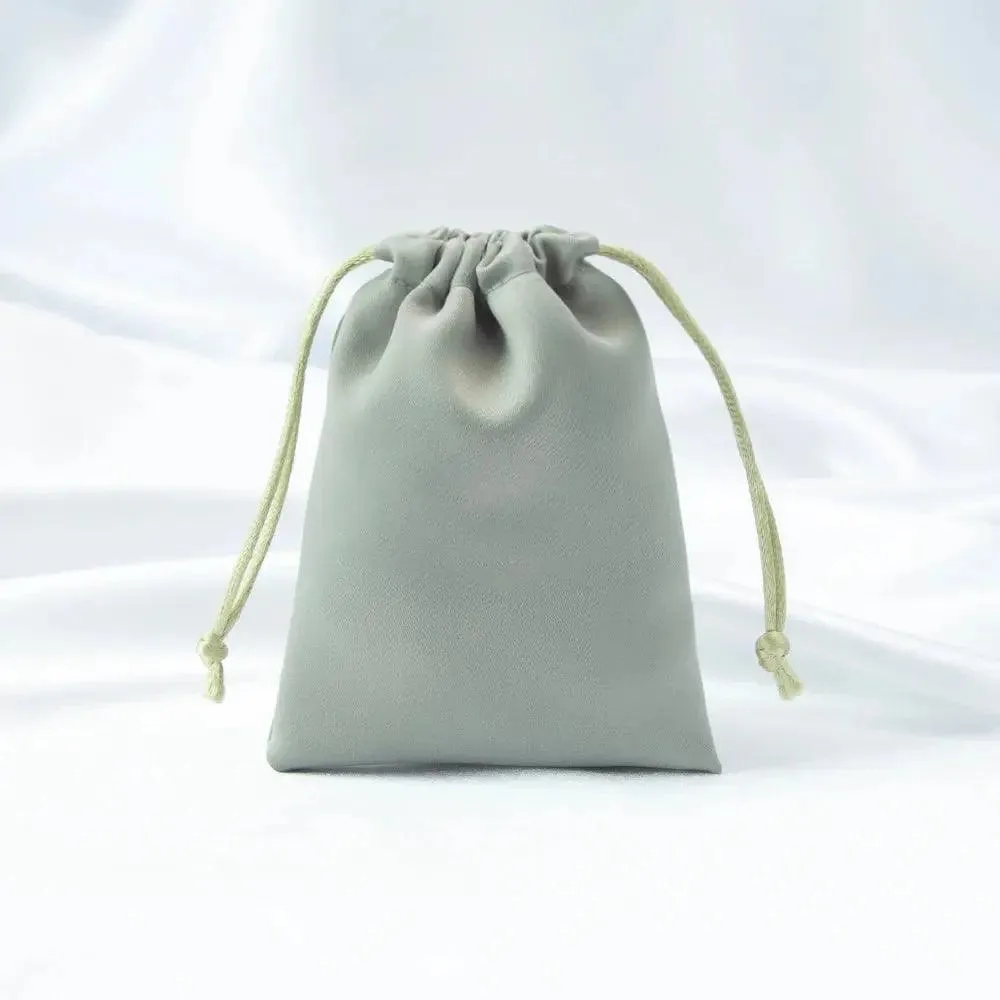 50pcs Custom Logo Drawstring Gift Bags Jewelry Organizer Small Pouches 7X9cm Silk Satin Ring Earrings Wedding Favor Candy Bag