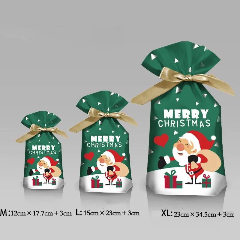 5/10pcs Santa Candy Bags with Snowflake Drawstring