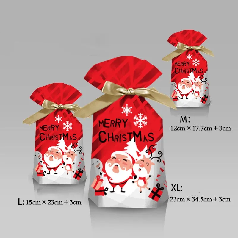 5/10pcs Santa Candy Bags with Snowflake Drawstring