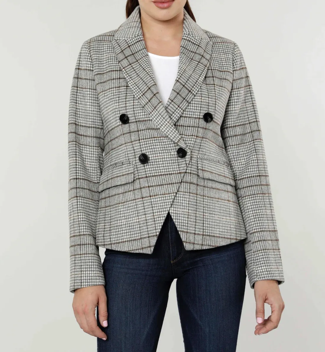 75192  C22 Plaid blazer-Gey Multi : l