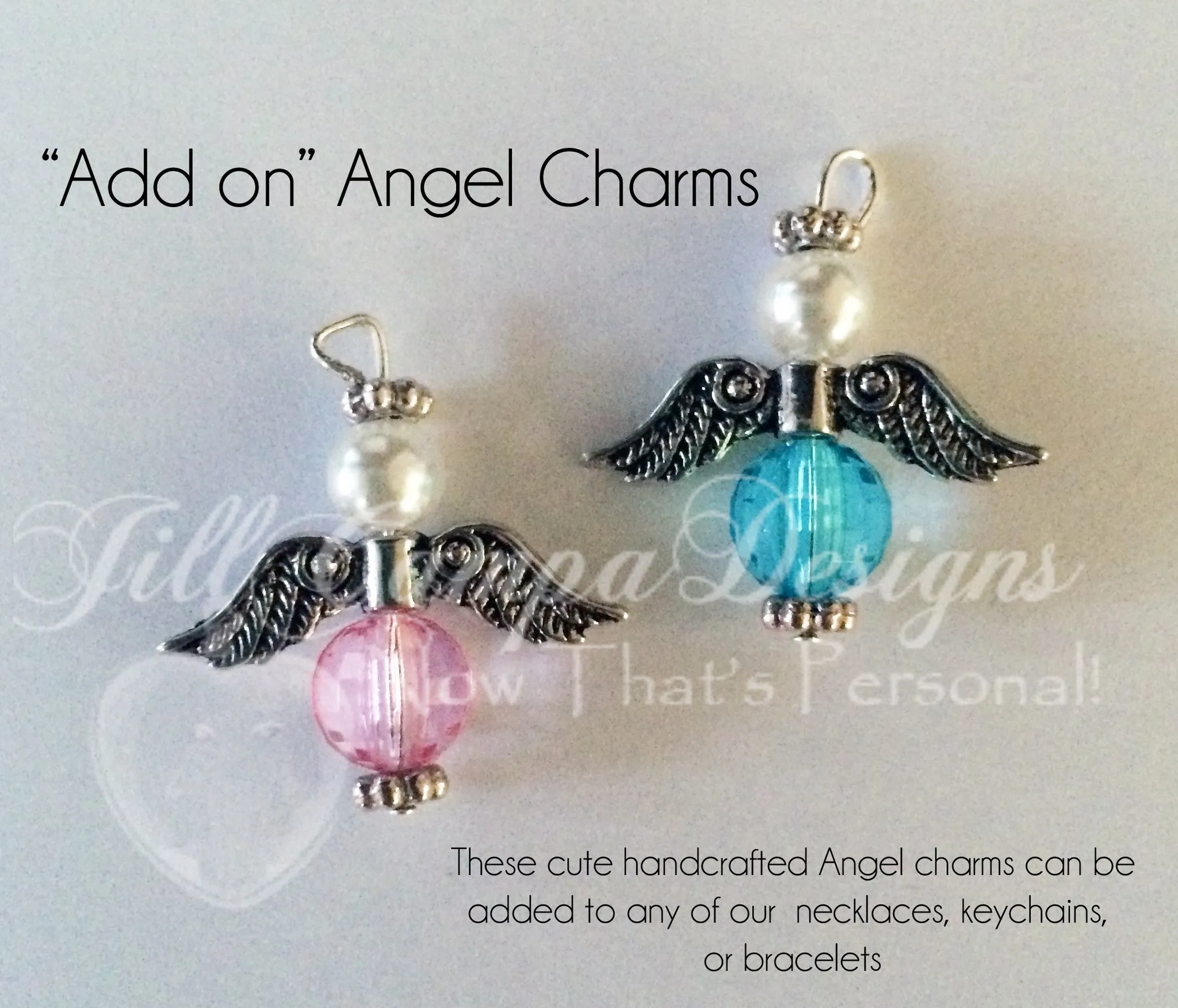 ADD an ANGEL charm to your item - pink or blue Angel Charm - charm add on