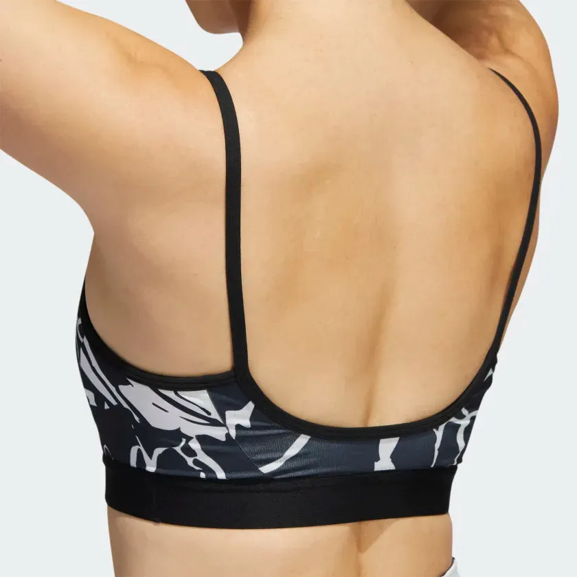 Adidas Light Support Flower Print Bra -Grey/Black