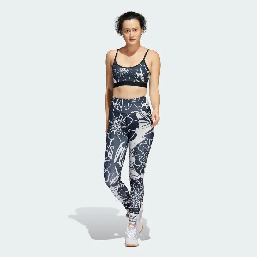 Adidas Light Support Flower Print Bra -Grey/Black