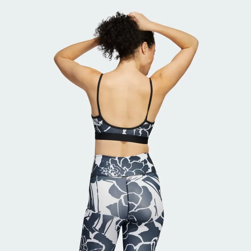Adidas Light Support Flower Print Bra -Grey/Black