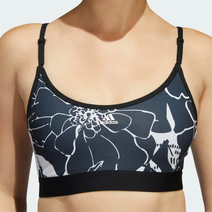 Adidas Light Support Flower Print Bra -Grey/Black