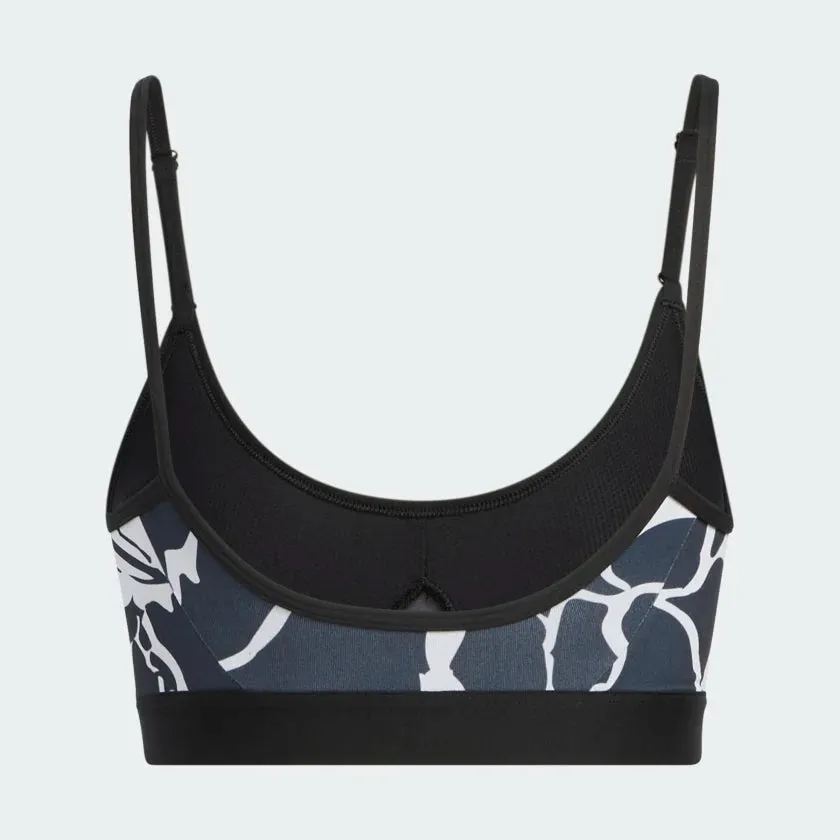 Adidas Light Support Flower Print Bra -Grey/Black