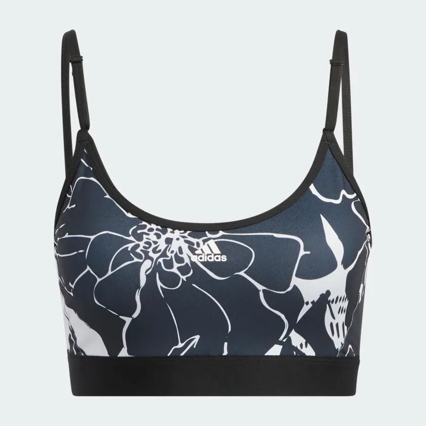 Adidas Light Support Flower Print Bra -Grey/Black
