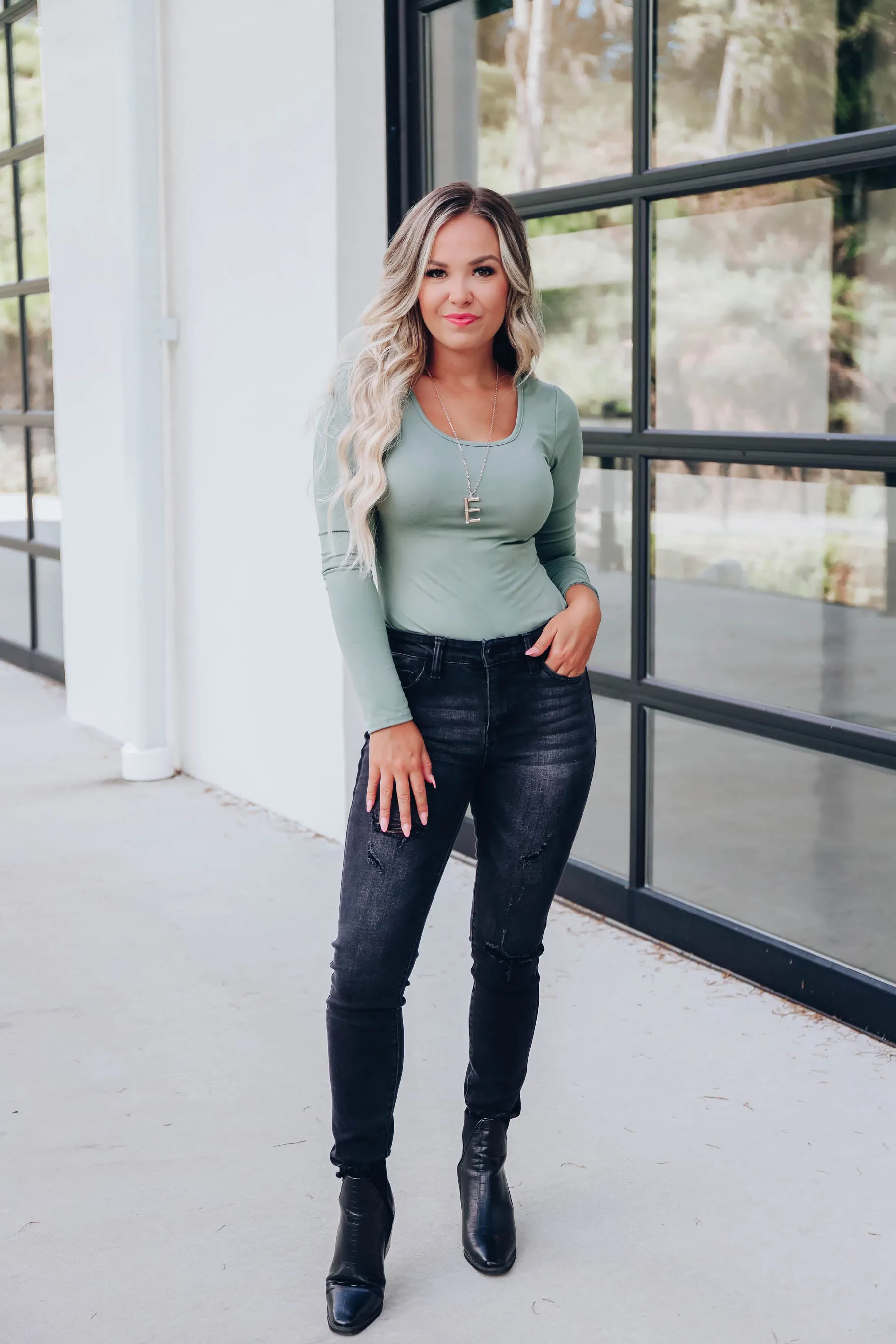 Alayna Solid Slim Bodysuit - Olive